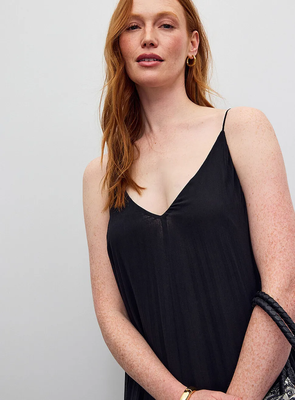 Pleated chiffon midi dress