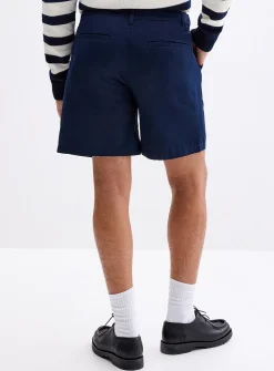 Pleated cotton-linen short