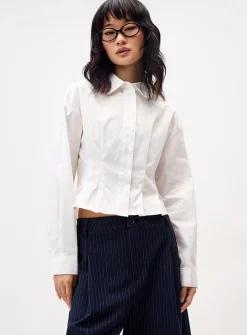 Pleated fit-and-flare shirt