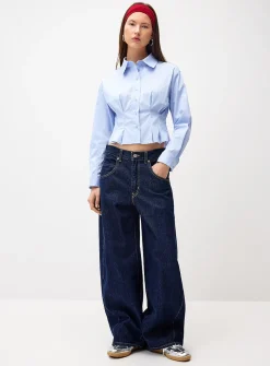 Pleated fit-and-flare shirt