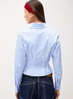 Pleated fit-and-flare shirt