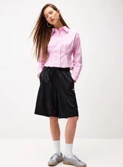 Pleated fit-and-flare shirt