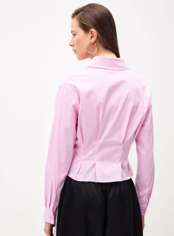 Pleated fit-and-flare shirt
