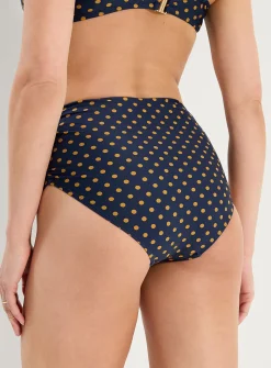 Pleated high-rise bikini bottom