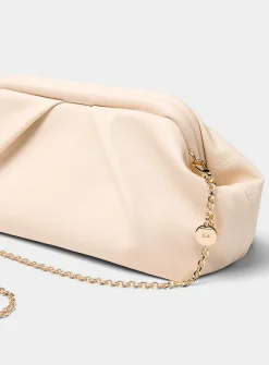 Pleated pebbled evening bag