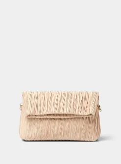 Pleated satin evening bag