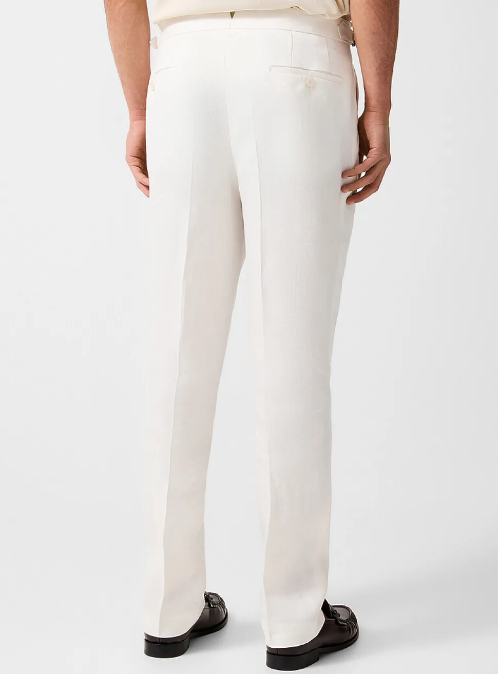 Pleated tapered pure linen pant