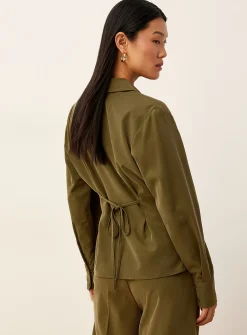 Pleated waist velvety shirt