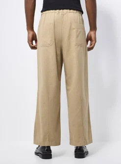 Pleated wide-leg chinos