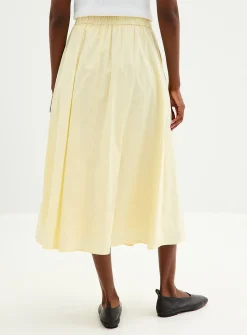Pleated-waist poplin maxi skirt