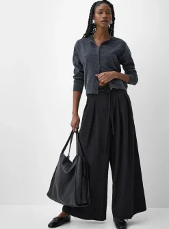 Pleated-waist ultra-wide pant