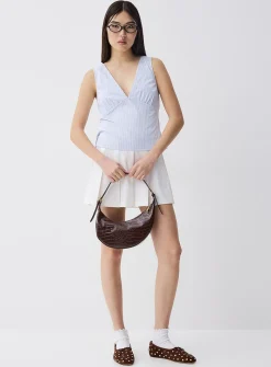 Plunging neckline poplin cami