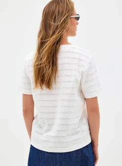 Pointelle pattern pure organic cotton T-shirt