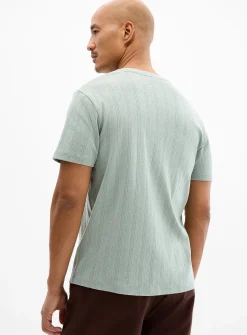 Pointelle stripe jersey T-shirt