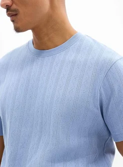 Pointelle stripe jersey T-shirt