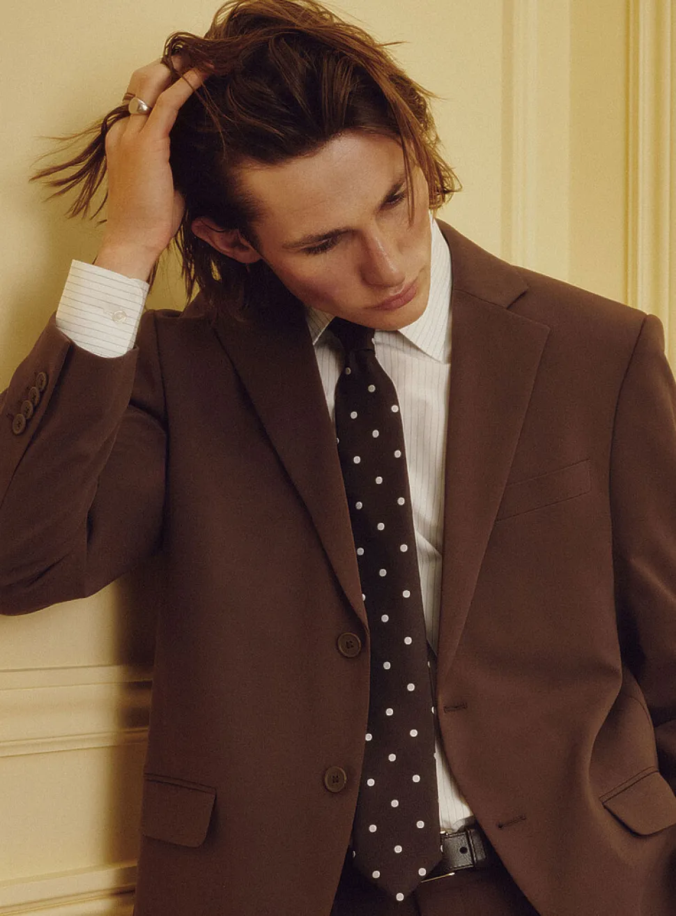 Polka dot pure silk tie