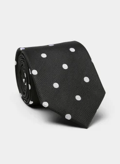 Polka dot pure silk tie