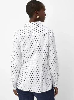 Polka dot stretch poplin shirt