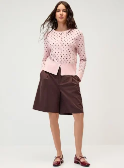 Polka-dot straight cardigan