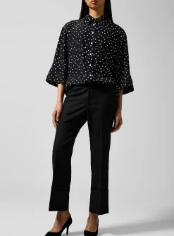 Polka-dotted 3/4 sleeve blouse