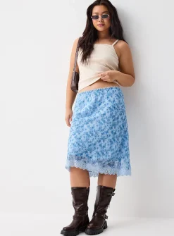 Polka-dotted chiffon midi skirt