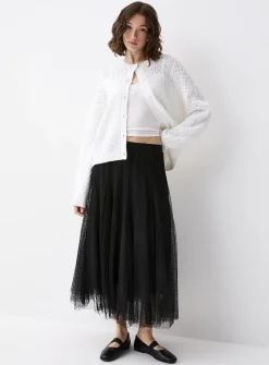 Polka-dotted tulle skirt