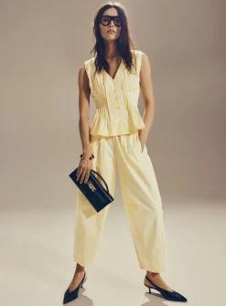 Poplin barrel-leg pant