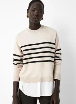 Poplin insert loose sweater