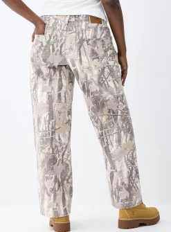Printed low-rise baggy jean