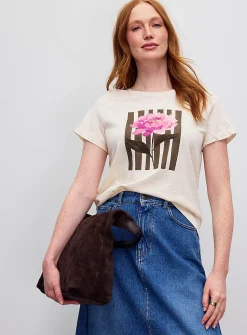 Printed pure cotton slub T-shirt