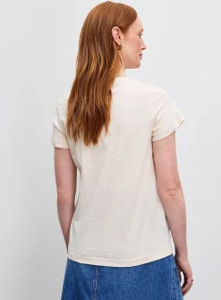 Printed pure cotton slub T-shirt