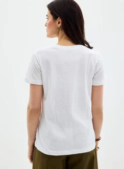Printed pure cotton slub T-shirt
