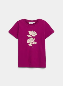 Printed pure cotton slub T-shirt