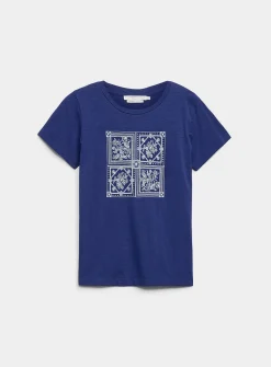 Printed pure cotton slub T-shirt