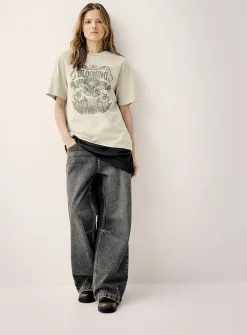Printed washed T-shirt