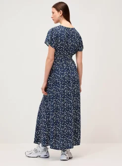 Printed wraparound maxi dress
