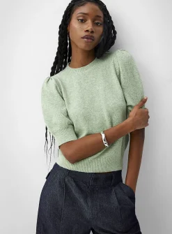 Puff short-sleeve plush sweater