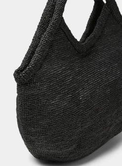 Pure black braided raffia XXL tote bag