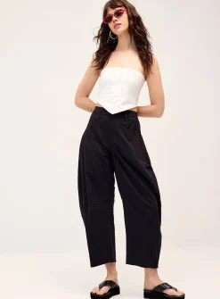 Pure cotton barrel-leg pant