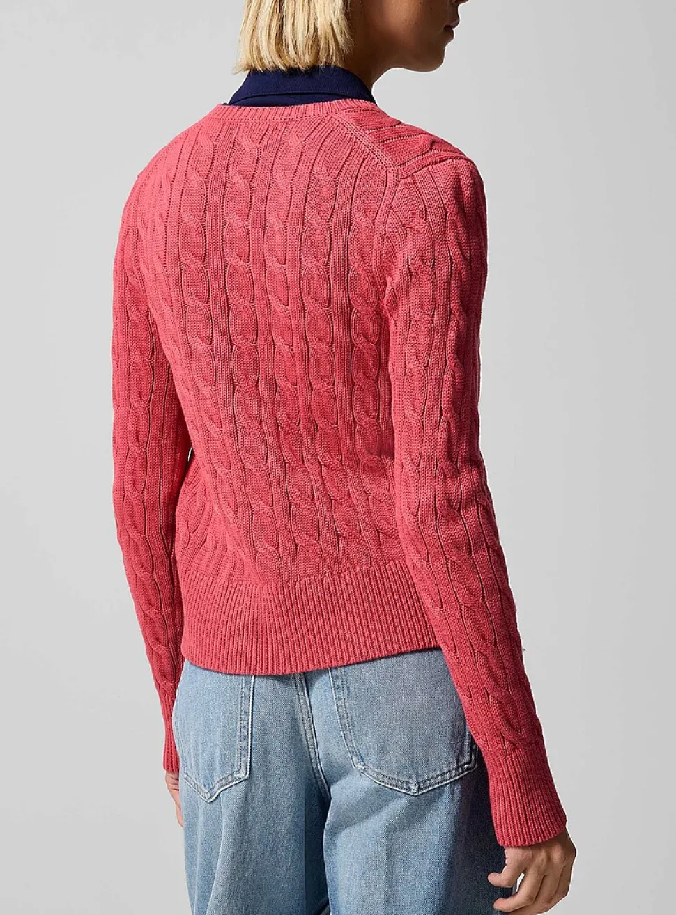 Pure cotton cable-knit cardigan
