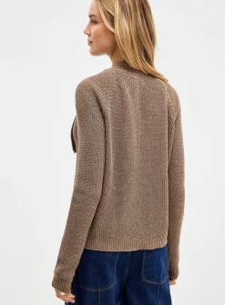 Pure cotton lavallière-neck sweater