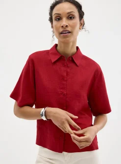 Pure linen boxy-fit shirt