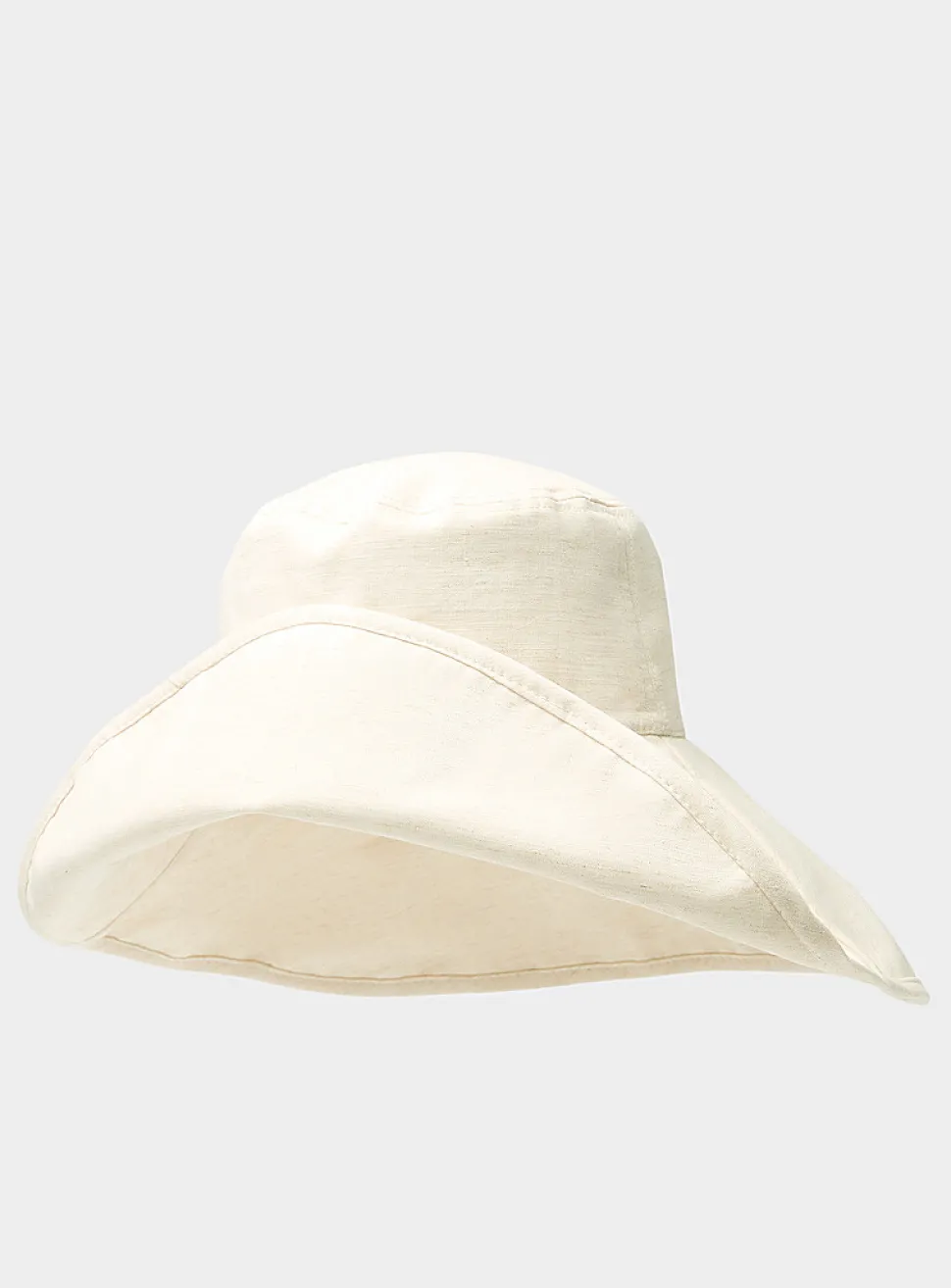 Pure linen buttoned-brim hat