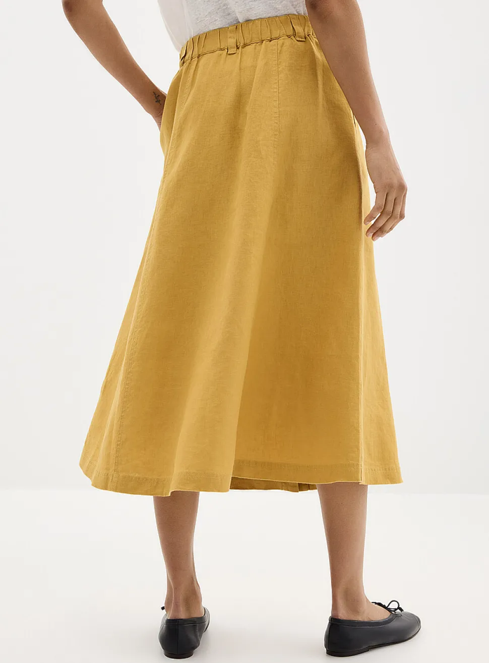 Pure linen button-up skirt