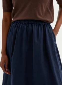 Pure linen flared skirt