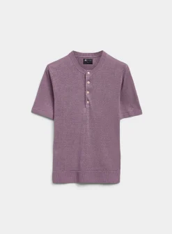 Pure linen knit Henley sweater