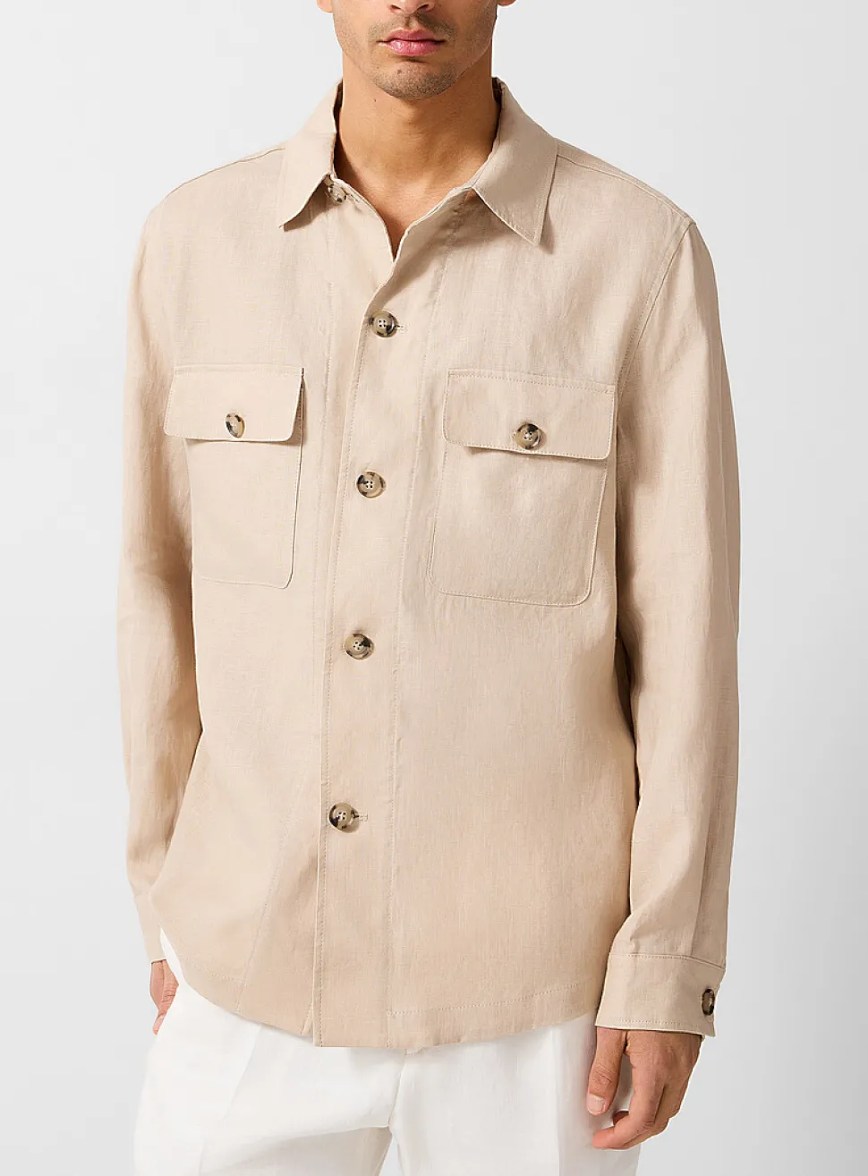 Pure linen safari overshirt