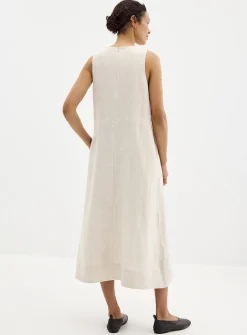 Pure linen trapeze maxi dress