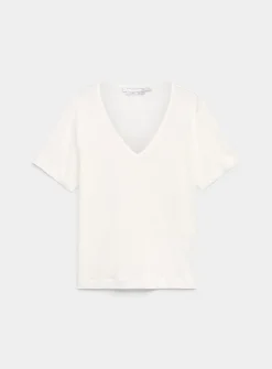 Pure linen V-neck T-shirt
