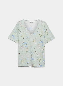 Pure linen V-neck T-shirt